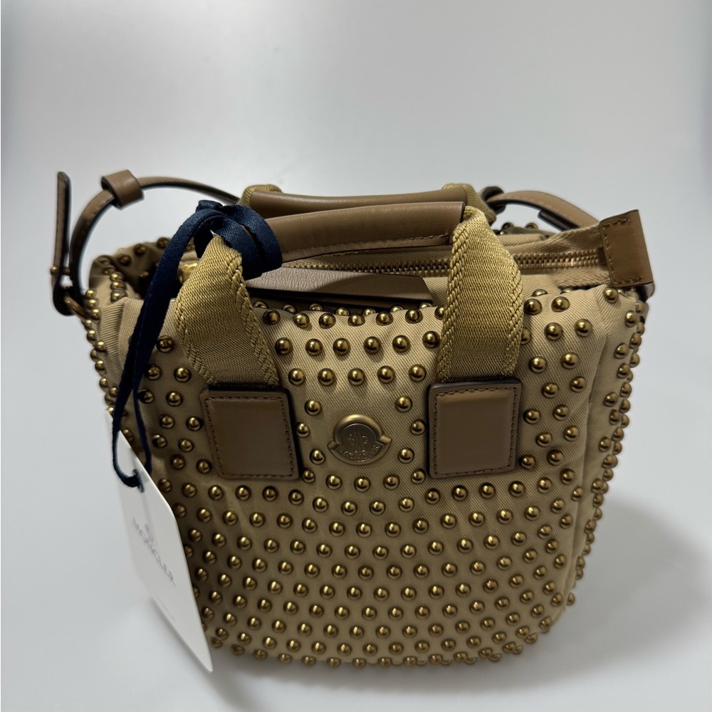 Moncler Micro Caradoc Tote Bag Khaki Gold - Picture 2 of 13